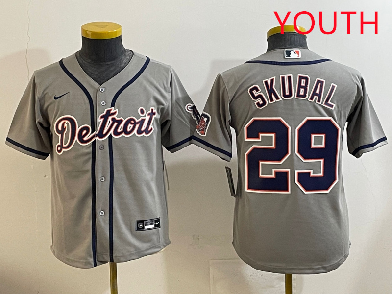 Youth 2025 Detroit Tigers 29 Skubal grey Nike MLB jersey style 4